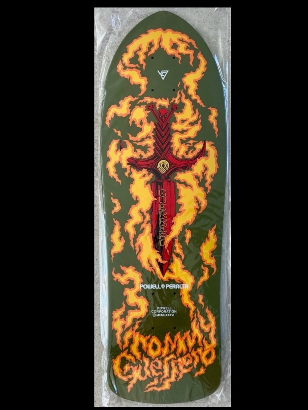 Powell Peralta Tommy Guerrero Olive Flame Skateboard deck limited edition